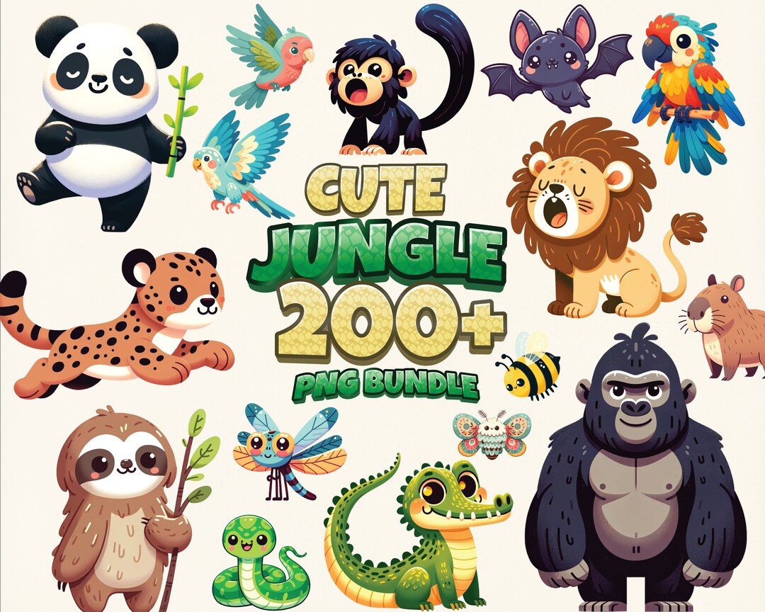 Cute Jungle 200+ Safari Baby Jungle Animals, Safari Clipart, Boho ...