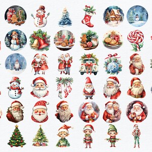 300 Watercolor Christmas Clipart Bundle , Santa Claus Clipart, Reindeer ...