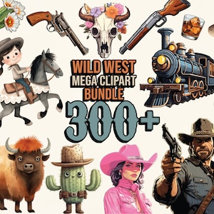 300+ Wild West Bundle Western Clipart Texas Horse Ranch Cowboy Bundle PNG | Commercial Use | Cowgirl Clip Art | Western PNG | Cowboy Bundle