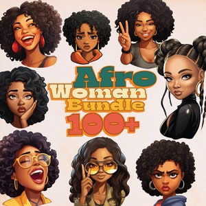 Afro Clipart 100+, Afro Woman PNG, Afro Fashion Clipart, Afro Woman Clipart, Afro-Girl PNG, Afro Png Design, Afro Girl Clipart, Afro-Clipart
