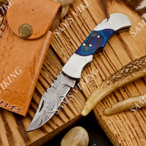 Coltello Damasco Coltello pieghevole tascabile, Coltello tascabile personalizzato, regalo dei testimoni dello sposo, regalo di anniversario di matrimonio, regalo di ringraziamento di compleanno