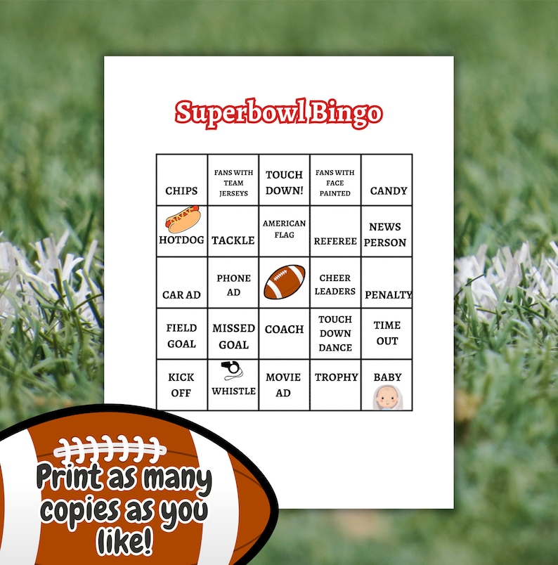 Superbowl Football Bingo, 2024 the Big Game 57, PDF Download, 10