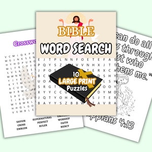 Bible Word Search Games, Bible Games, Printable Religious Game for Kids and Adults, Fun Church Activity Book, Christian Activity, VBS Game