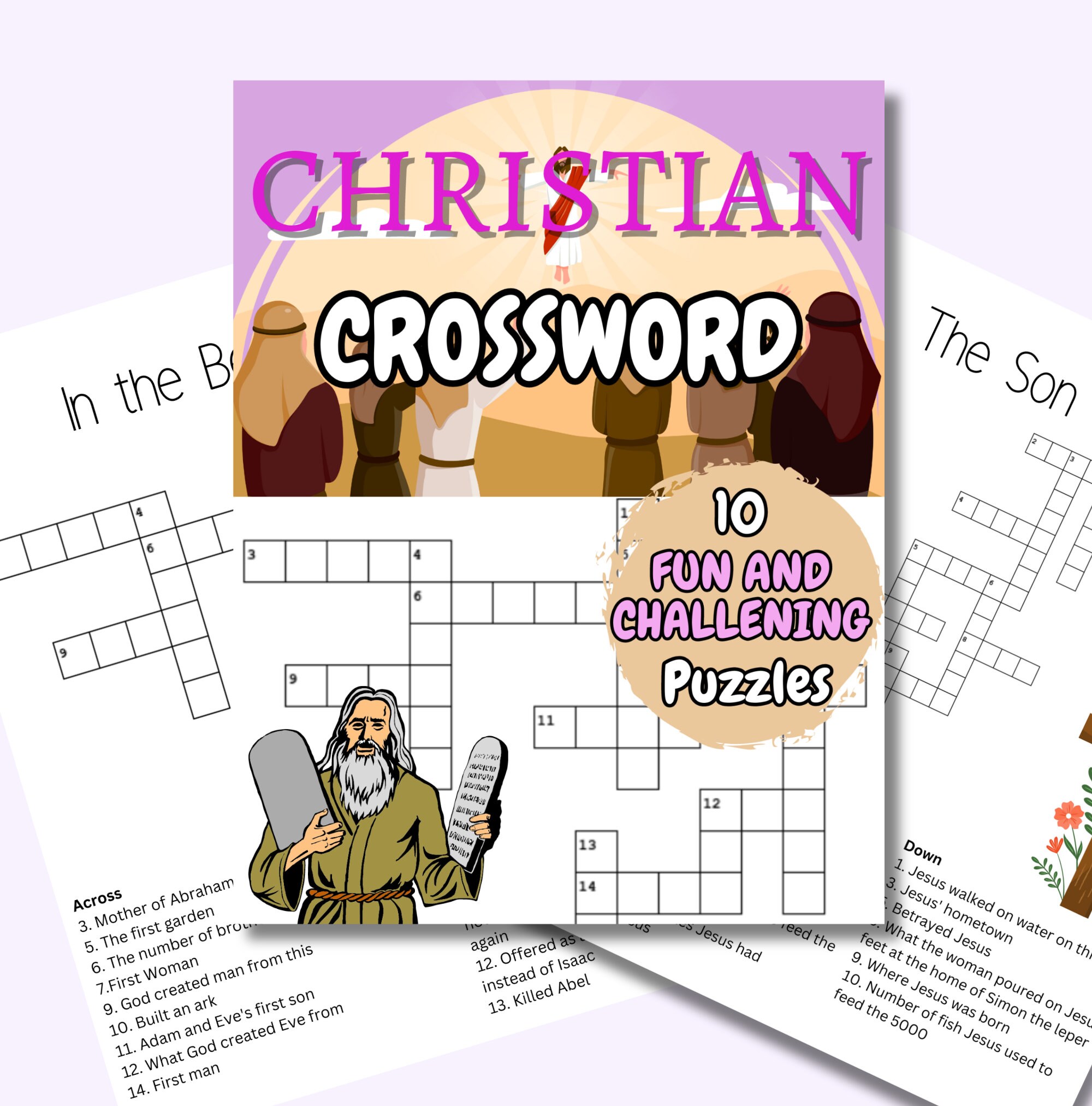 Christian Bible Crossword Puzzle Book Games, Religious Activity Book ...