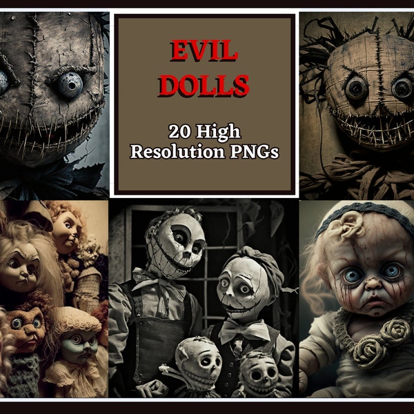 Evil Dolls 20 PNG Clipart Pack | Creepy Horror Clip Art | Puppet Art | Monster Art | Scary Dolls | Art Bundle | Instant Download, Full Use