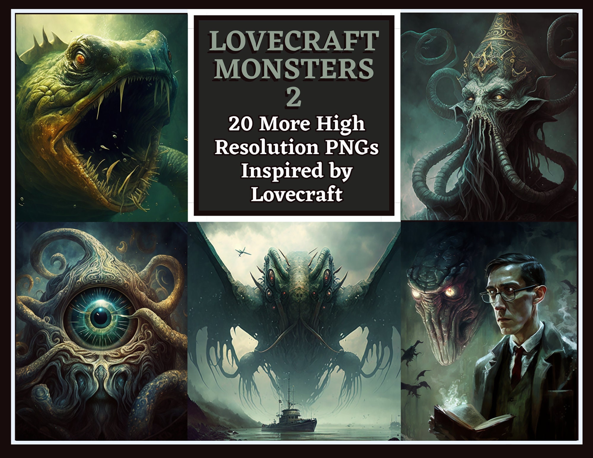 Lovecraftian 20 Horror Clipart Pack | PNG | HP Lovecraft | Cthulu ...