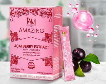 1 caja de extracto de bayas de acai con colágeno de IAM Worldwide Amazing