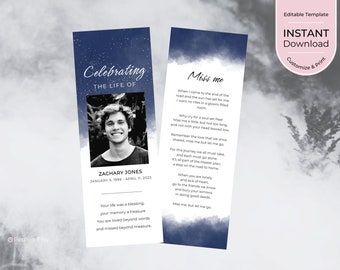 Memorial Bookmarks Funeral Bookmark Template Memorial Cards for Celebration of Life Memorial Bookmark Template Celebration of Life Favors