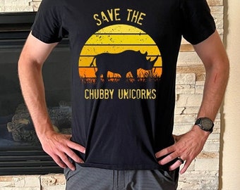 Save the Chubby Unicorn T-shirt, cute, funny shirt with rhino