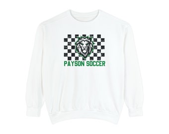 Payson Soccer Checkered Distressed Comfort Colors Sweatshirt