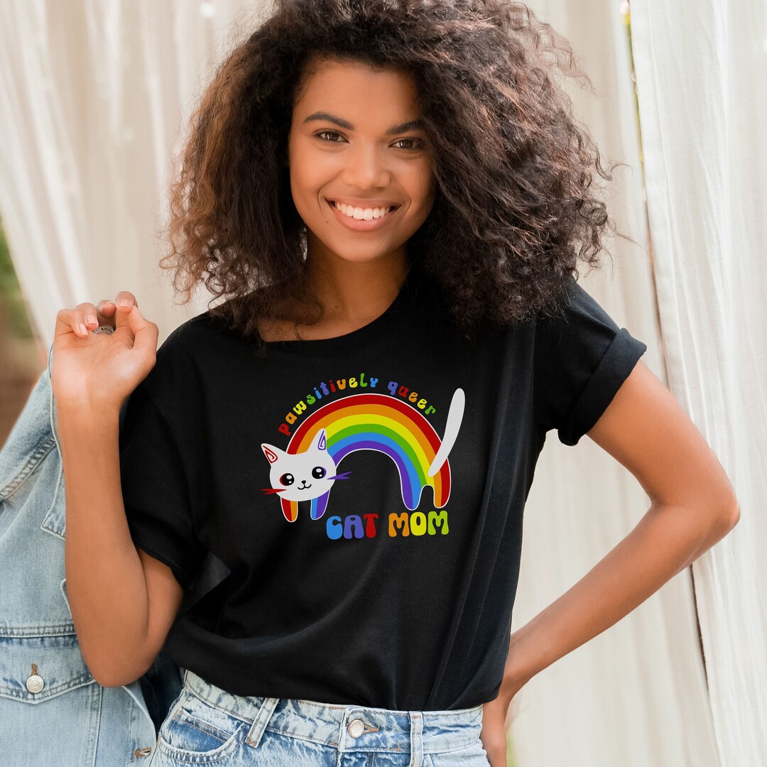 Cat Mom Celebrate Pride Month Shirt Rainbow Cat Pride Parade Etsy