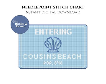 Cousins Beach TSITP Needlepoint or Cross Stitch Pattern: Bookish Design - (Instant Download)