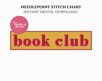 Boekenclub borduur- of kruissteekpatroon: eenvoudig en gemakkelijk leesgrage ontwerp (directe download)