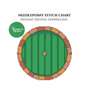 Cottage House Door - Digital Needlepoint & Cross Stitch Pattern: Bookish Design (Instant Download)