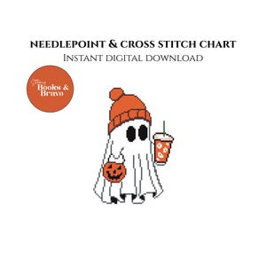 PSL Ghost Needlepoint or Cross Stitch Pattern: Fall Design (Instant Download)