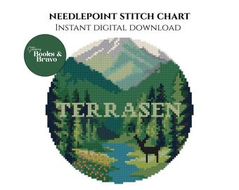 Wzór haftu krzyżykowego lub igłowego „Fantastyczny krajobraz”: Bookish Inspired (do natychmiastowego pobrania)