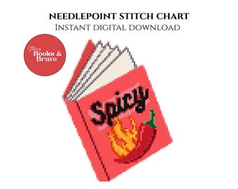 Spicy Book Needlepoint & Cross Stitch Pattern: Bookish Design (Instant Download)