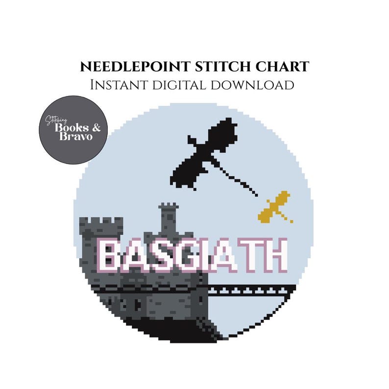 Basgiath War College Needlepoint & Cross Stitch Chart: Bookish Design (Instant Download) image 1