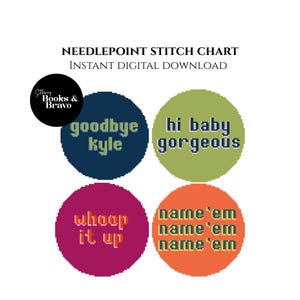 Real Housewives Quote Needlepoint or Cross Stitch Patterns | Set of 4 Designs (Instant Download)