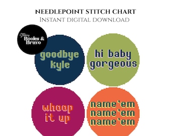Real Housewives Quote Needlepoint or Cross Stitch Patterns | Set of 4 Designs (Instant Download)