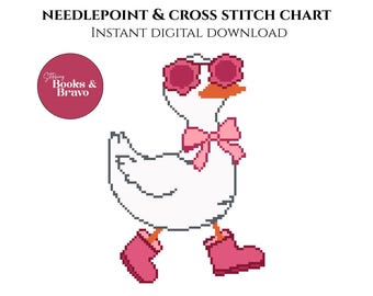 Silly Goose Galentines Design | Needlepoint & Cross Stitch Design (Instant Download)