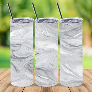 Marmeren naadloze tuimelaar wrap, 20 oz rechte skinny tuimelaar sublimatie ontwerp, digitale download, PNG-bestand, grijs marmer PNG, marmer PNG