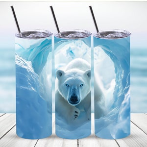Polar Bear Tumbler Wrap,20 oz Straight Skinny Tumbler Sublimation Design,Digital Download,PNG File,Polar Bear PNG,Bear PNG