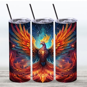 Phoenix Rising Tumbler Wrap,20 oz Straight Skinny Tumbler Sublimation Design,Téléchargement numérique, Fichier PNG, Phoenix Tumbler Wrap, Phoenix PNG