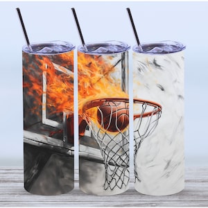 Basketball Tumbler Wrap,20 oz Straight Skinny Tumbler Sublimation Design,Téléchargement numérique, Fichier PNG,Basketball On Fire Tumbler Wrap