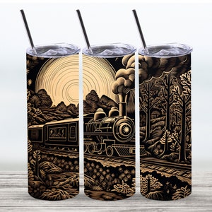 Train Tumbler Wrap,20 oz Straight Skinny Tumbler Sublimation Design,Digital Download,PNG File,Train Tumbler PNG File,Train PNG,Rustic Train