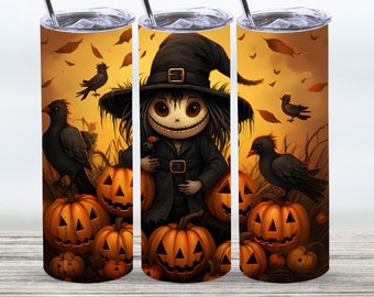 Scarecrow With Crows Tumbler Wrap,20 oz Straight Skinny Tumbler Sublimation Design,Digital Download,PNG File,Scarecrow Tumbler Wrap