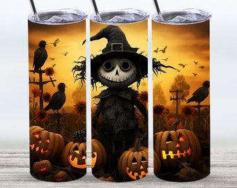 Scarecrow Tumbler Wrap,20 oz Straight Skinny Tumbler Sublimation Design,Digital Download,PNG File,Scarecrow Tumbler Wrap, Halloween PNG