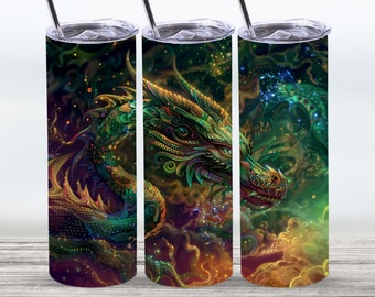 Mystical Dragon Tumbler Wrap,20 oz Straight Skinny Tumbler Sublimation Design,Digital Download, PNG File, Dragon PNG, Dragon Tumbler PNG