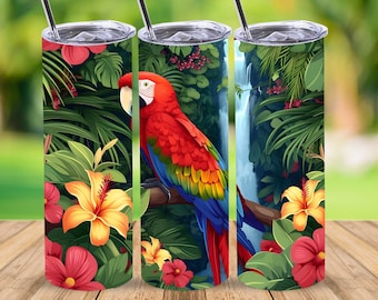 Seamless Macaw Tumbler Wrap,20 oz Straight Skinny Tumbler Sublimation Design,Digital Download, PNG File,Macaw Tumbler Wrap,Parrot PNG