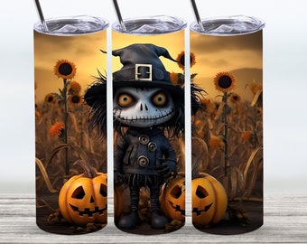Scarecrow Tumbler Wrap,20 oz Straight Skinny Tumbler Sublimation Design,Digital Download,PNG File,Scarecrow Tumbler Wrap, Halloween PNG