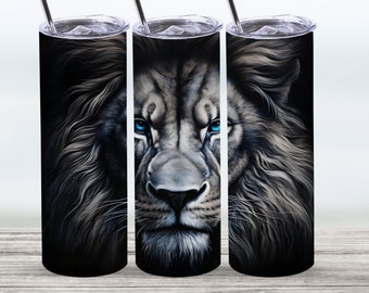 Lion Tumbler Wrap,20 oz Straight Skinny Tumbler Sublimation Design,Digital Download, PNG File,Charcoal Style Tumbler Wrap, Lion PNG