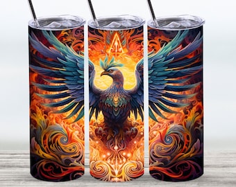Phoenix Rising Tumbler Wrap,20 oz Straight Skinny Tumbler Sublimation Design,Digital Download, PNG File, Phoenix Tumbler Wrap, Phoenix PNG