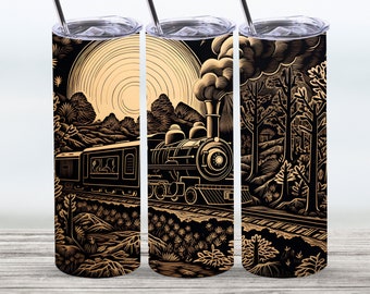 Train Tumbler Wrap,20 oz Straight Skinny Tumbler Sublimation Design,Digital Download,PNG File,Train Tumbler PNG File,Train PNG,Rustic Train