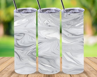Envoltura de vaso sin costuras de mármol, diseño de sublimación de vaso delgado recto de 20 oz, descarga digital, archivo PNG, PNG de mármol gris, PNG de mármol