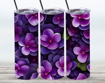 Seamless 3D African Violet Tumbler Wrap,20 oz Straight Skinny Tumbler Sublimation Design,Digital Download,PNG File,Violet Tumbler Wrap