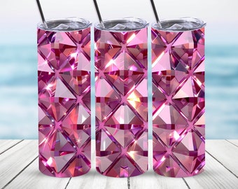 Seamless Pink Diamond Tumbler Wrap,20 oz Straight Skinny Tumbler Sublimation Design,Digital Download, PNG File, Diamond Tumbler Wrap