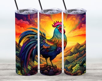 Rooster Tumbler Wrap,20 oz Straight Skinny Tumbler Sublimation Design,Digital Download, PNG File,Chicken Tumbler Wrap, Rooster PNG