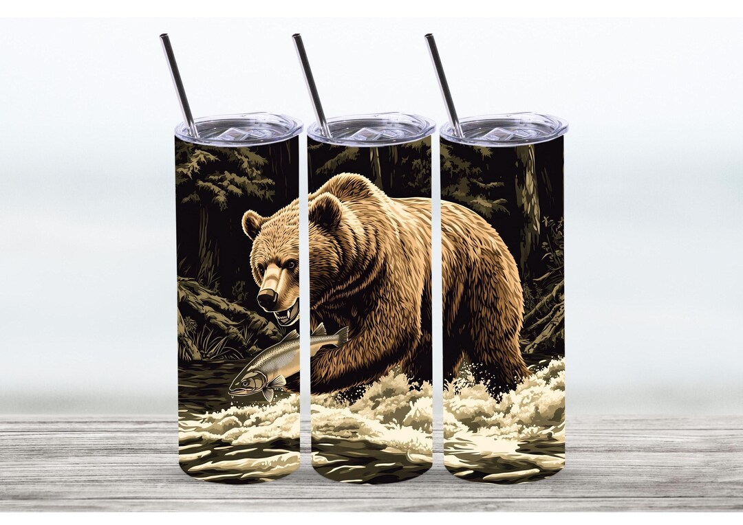 Grizzly Bear Tumbler Wrap,20 Oz Straight Skinny Tumbler Sublimation ...
