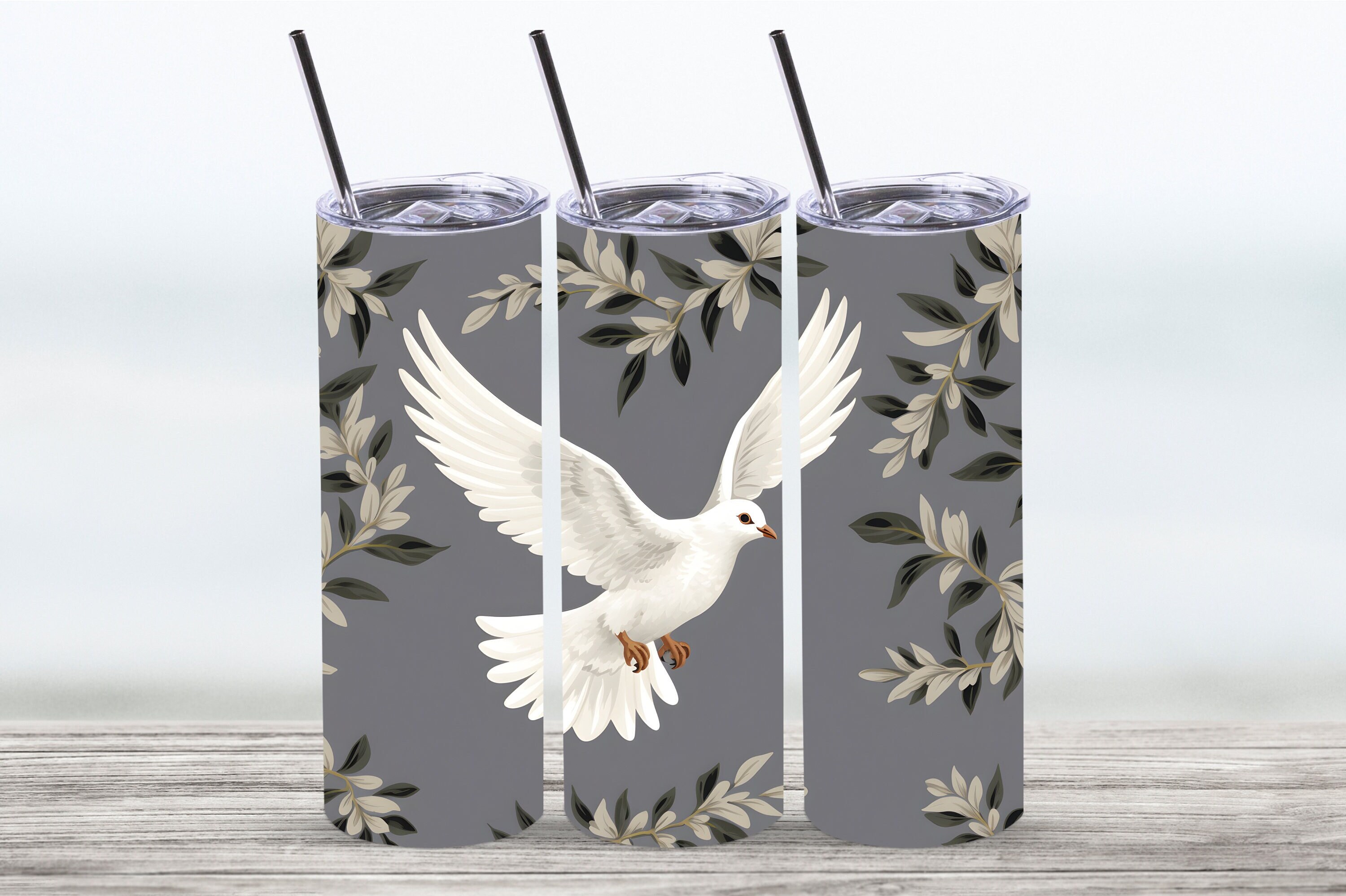 Dove With Olive Branches Tumbler Wrap,20 oz Straight Skinny Tumbler Sublimation Design,Digital Download,PNG File,Dove Tumbler Wrap,Dove PNG