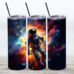 3D Astronaut In Space Becher Wrap, 20 oz gerade Skinny Tumbler Design, digitaler Download, PNG Datei, Astronaut Tumbler PNG