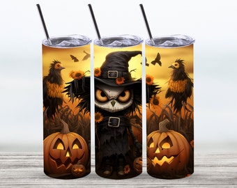 Scarecrow With Crows Tumbler Wrap,20 oz Straight Skinny Tumbler Sublimation Design,Digital Download,PNG File,Scarecrow Tumbler Wrap