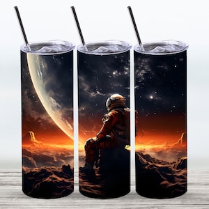 3D Astronaut In Space Becher Wrap, 20 oz gerade Skinny Tumbler Design, digitaler Download, PNG Datei, Astronaut Tumbler PNG