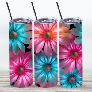 3D Daisy Seamless Tumbler Wrap,20 oz Straight Skinny Tumbler Sublimation Design,Digital Download, PNG File,Seamless Tumbler Wrap, Flower PNG