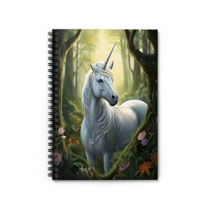 Unicorn in an Enchanted Forest Notebook,Unicorn Spiral Notebook, Notebook With Unicorn, School Supplies,Notes,Unicorn Journal