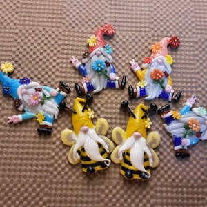 96 coe fused glass large hippy or bee gnome, fusing,  embellishments,  mosaic